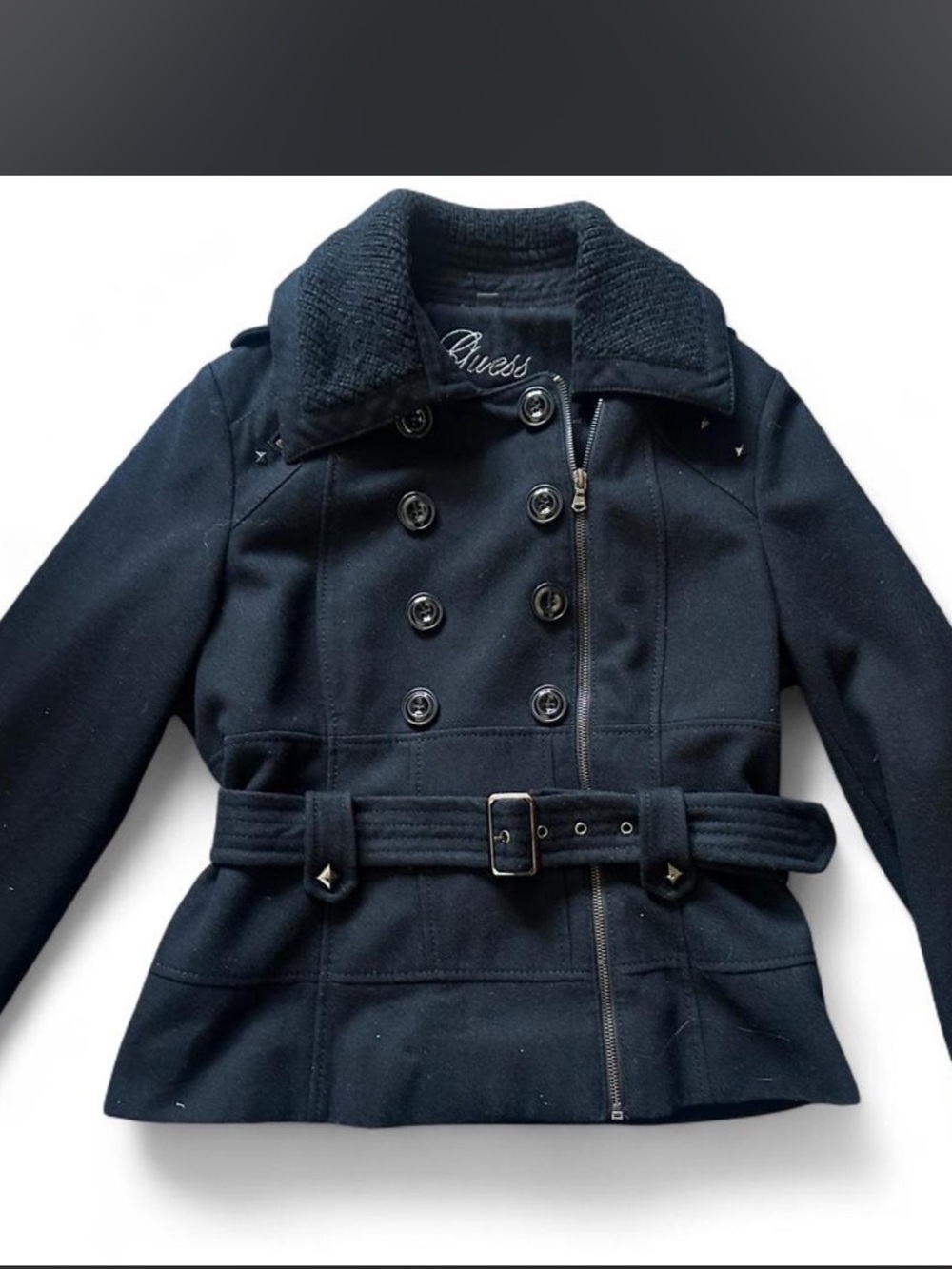 Guess vintage wool pea coat in black size L
